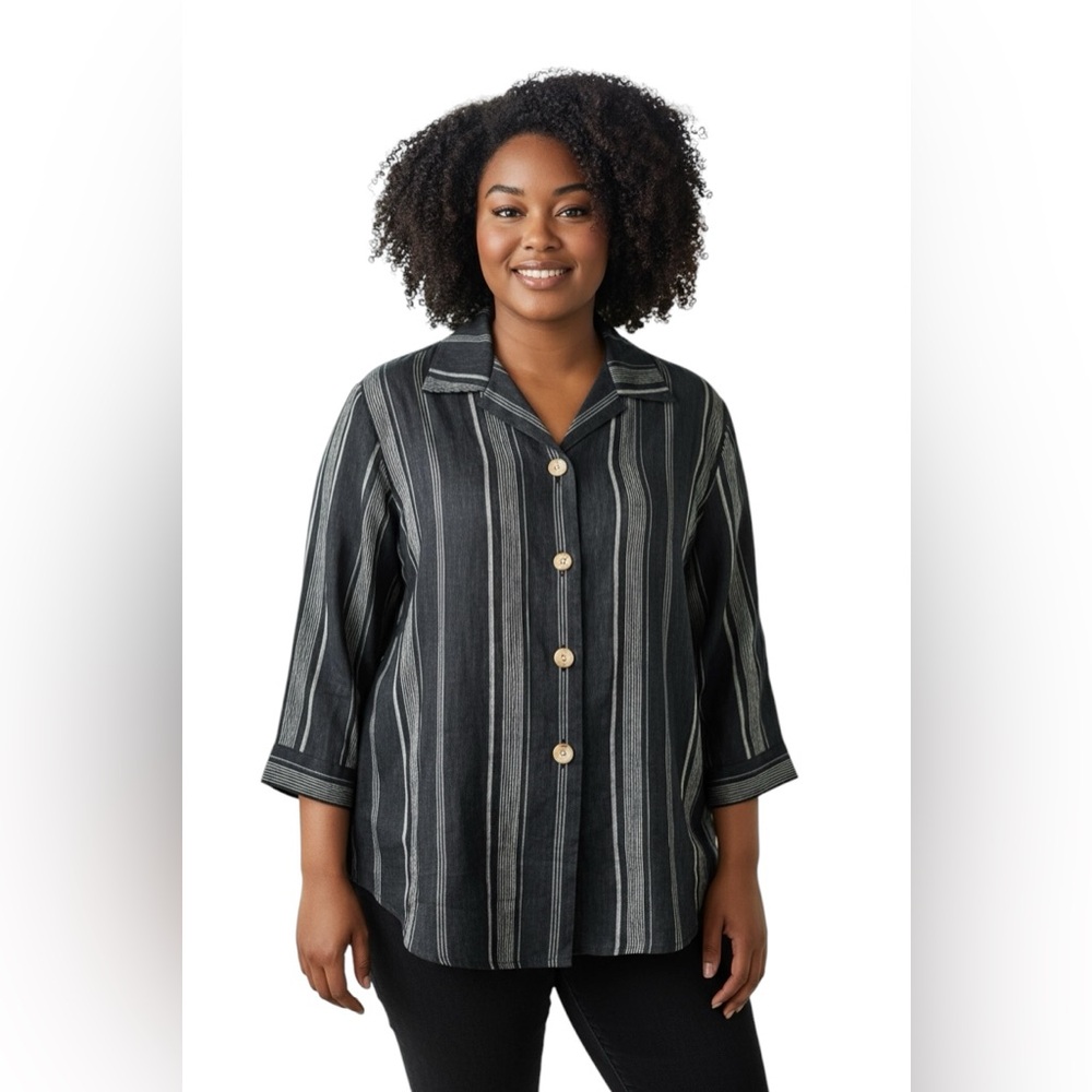 Linda Allard Ellen Tracy Corp core classic core contemporary striped shirt